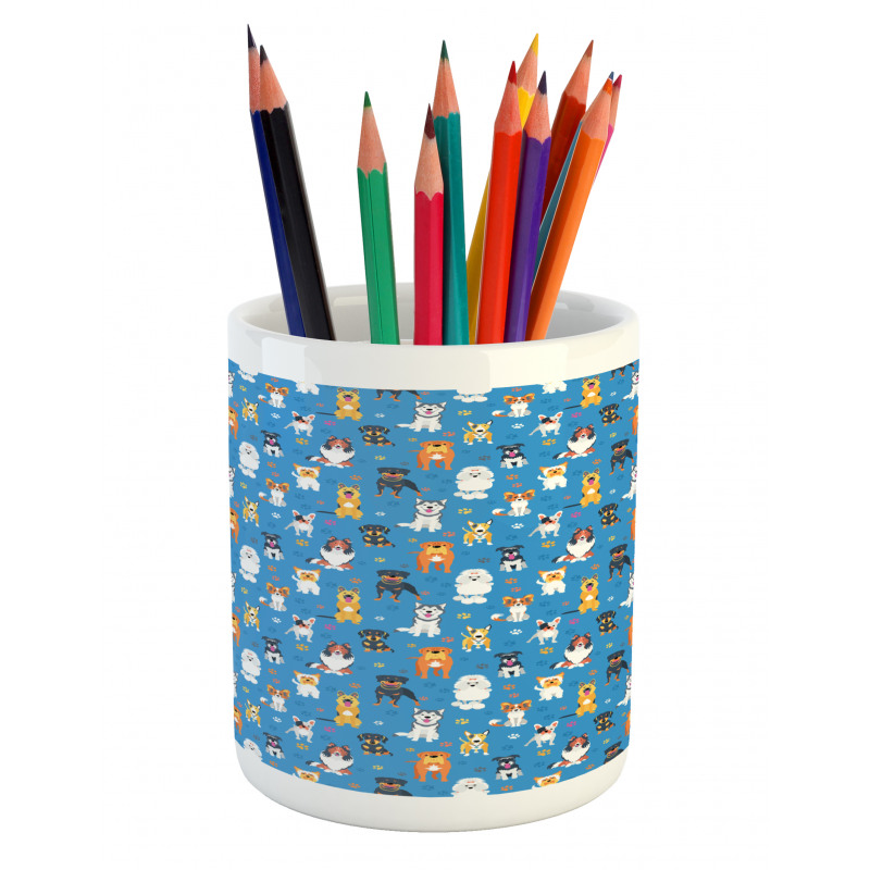 Canine Puppy Joyful Pets Paws Pencil Pen Holder