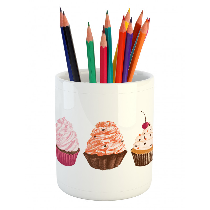 Cakes with Frosting Topping Pencil Pen Holder