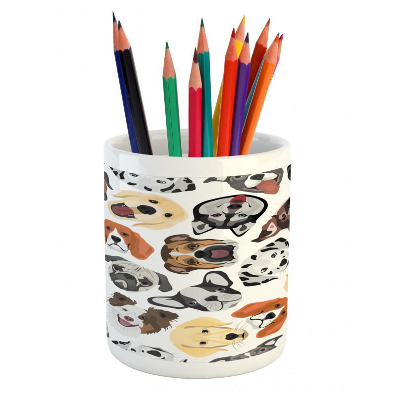 Faces of Various Dog Breeds Pencil Pen Holder