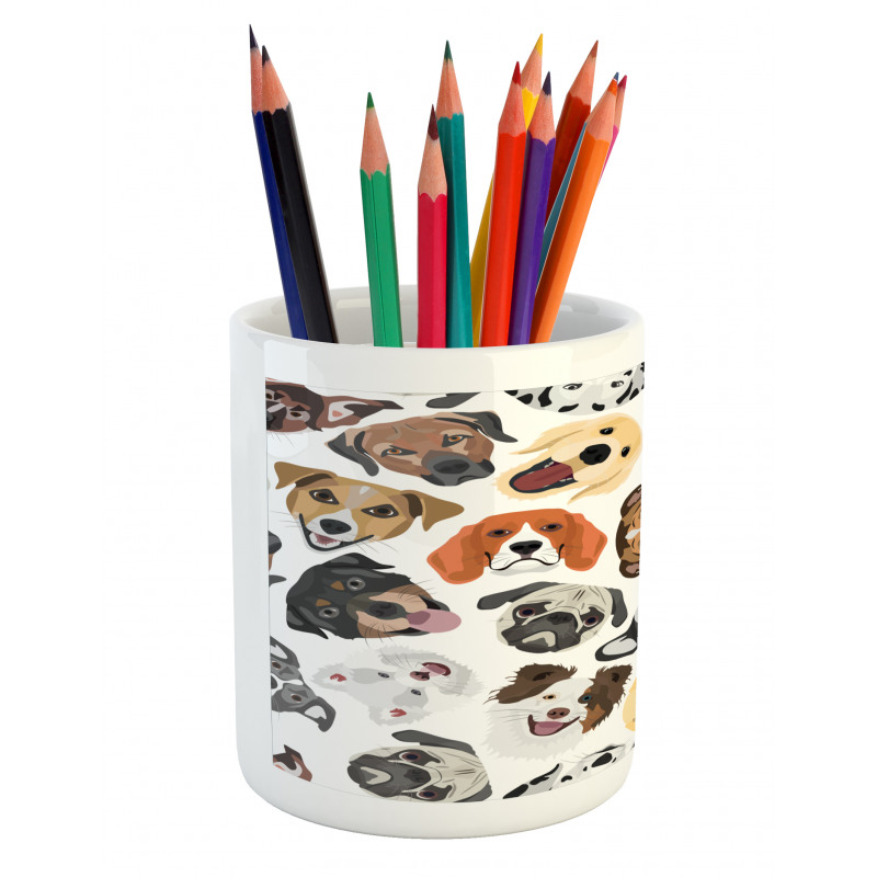 Faces of Various Dog Breeds Pencil Pen Holder