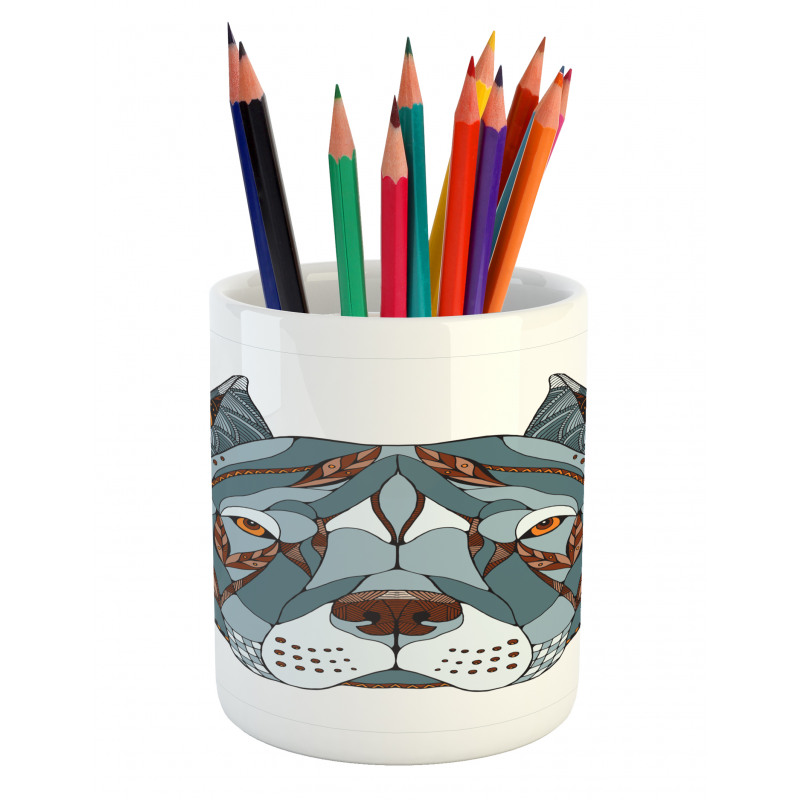 Zentangle Art Terrier Head Pencil Pen Holder