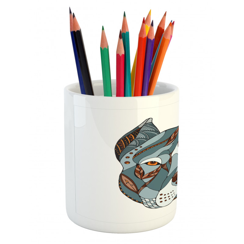 Zentangle Art Terrier Head Pencil Pen Holder