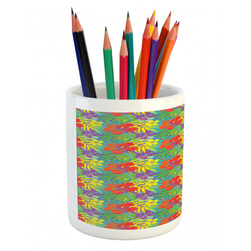 Hawaiian Rainforest Leaves Pencil Pen Holder