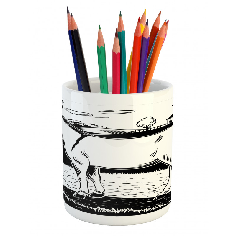 Farmland Village and Animal Pencil Pen Holder