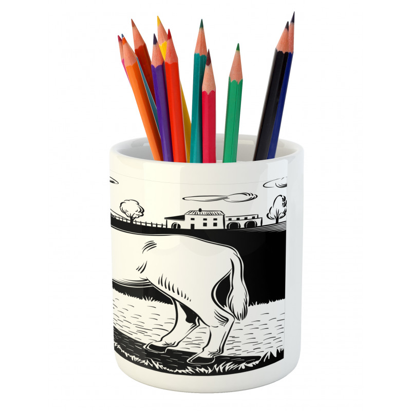 Farmland Village and Animal Pencil Pen Holder