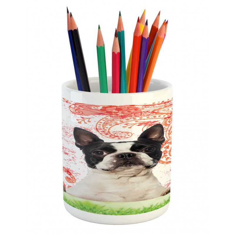 Pet Animal on Swirls Pencil Pen Holder