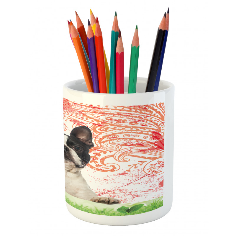 Pet Animal on Swirls Pencil Pen Holder