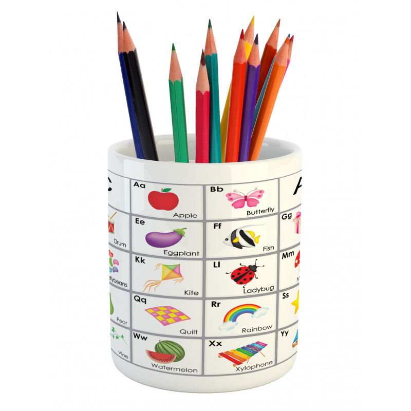 Squares with Letters Kids Pencil Pen Holder