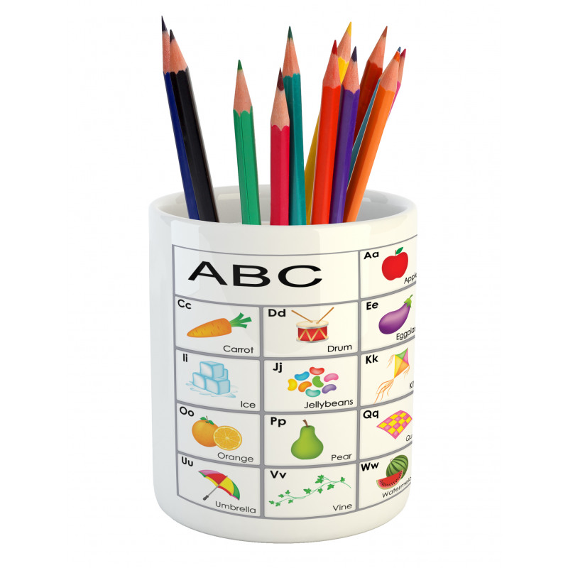 Squares with Letters Kids Pencil Pen Holder