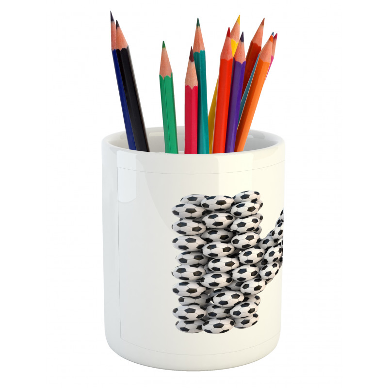 Soccer Alphabet Design Pencil Pen Holder