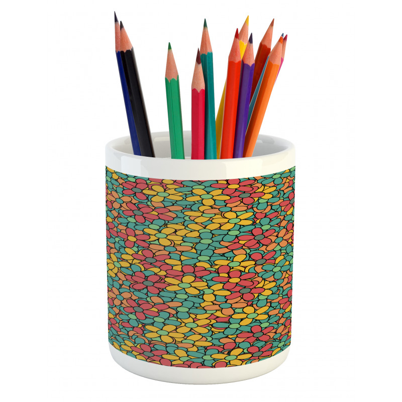 Retro Colored Doodle Pencil Pen Holder