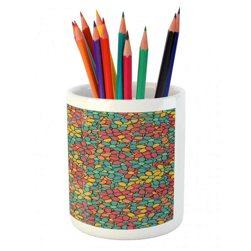 Retro Colored Doodle Pencil Pen Holder