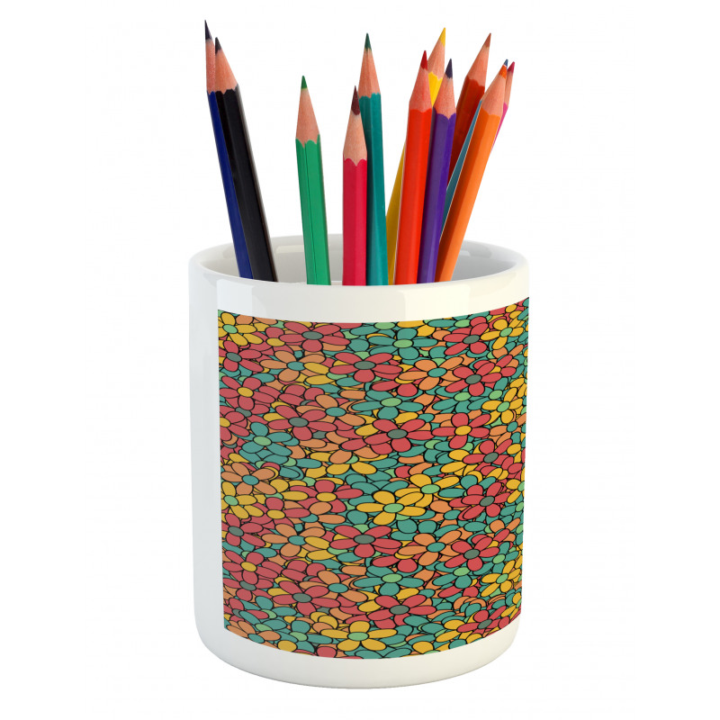 Retro Colored Doodle Pencil Pen Holder