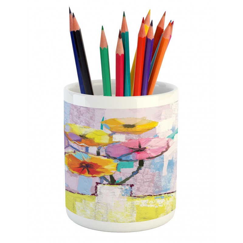 Abstract Oil Paint Art Pencil Pen Holder