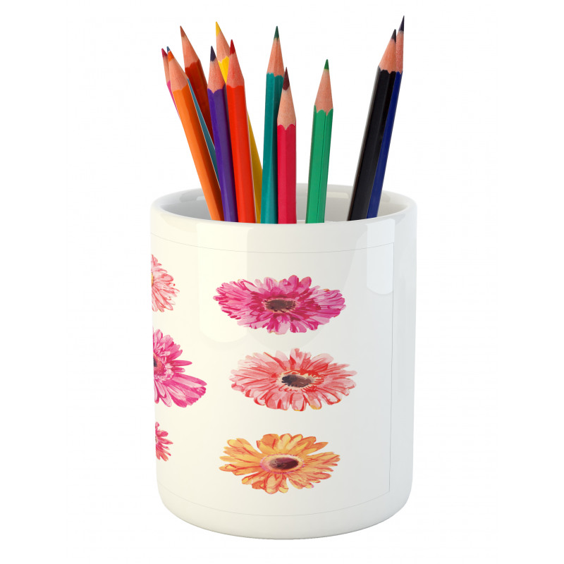 Pink Yellow Flowers Pencil Pen Holder