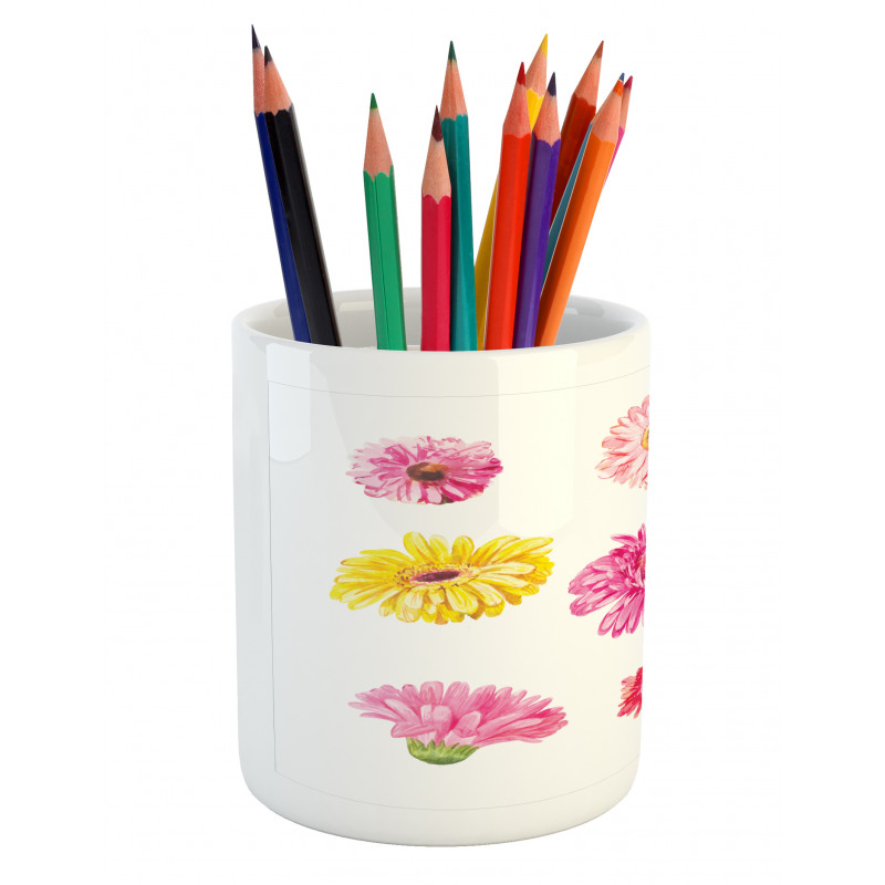 Pink Yellow Flowers Pencil Pen Holder