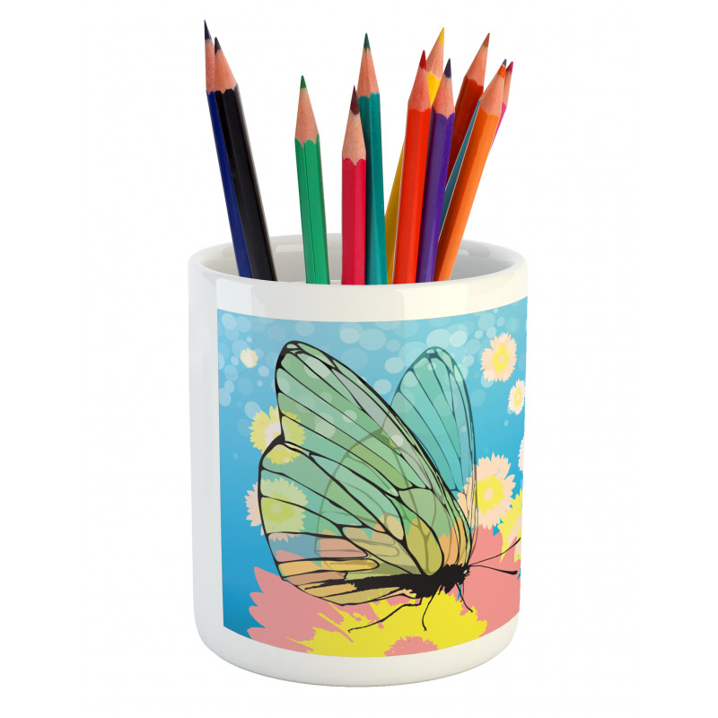 Butterflies on Flowers Pencil Pen Holder