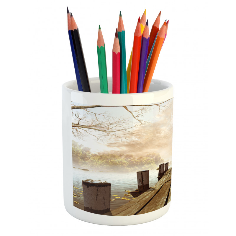 Fall Lake in Forest Pencil Pen Holder