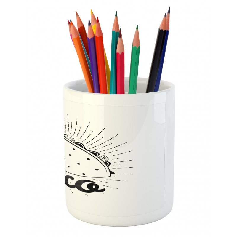 Mexican Taco Typography Art Pencil Pen Holder