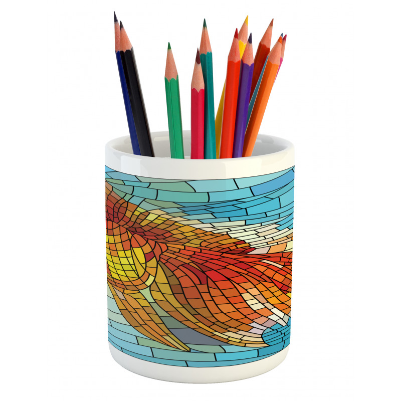 Stained Glass Mosaic Fish Art Pencil Pen Holder