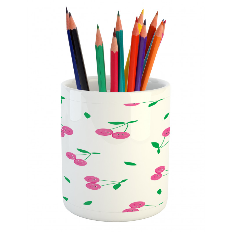 Cherries with Smiling Faces Pencil Pen Holder