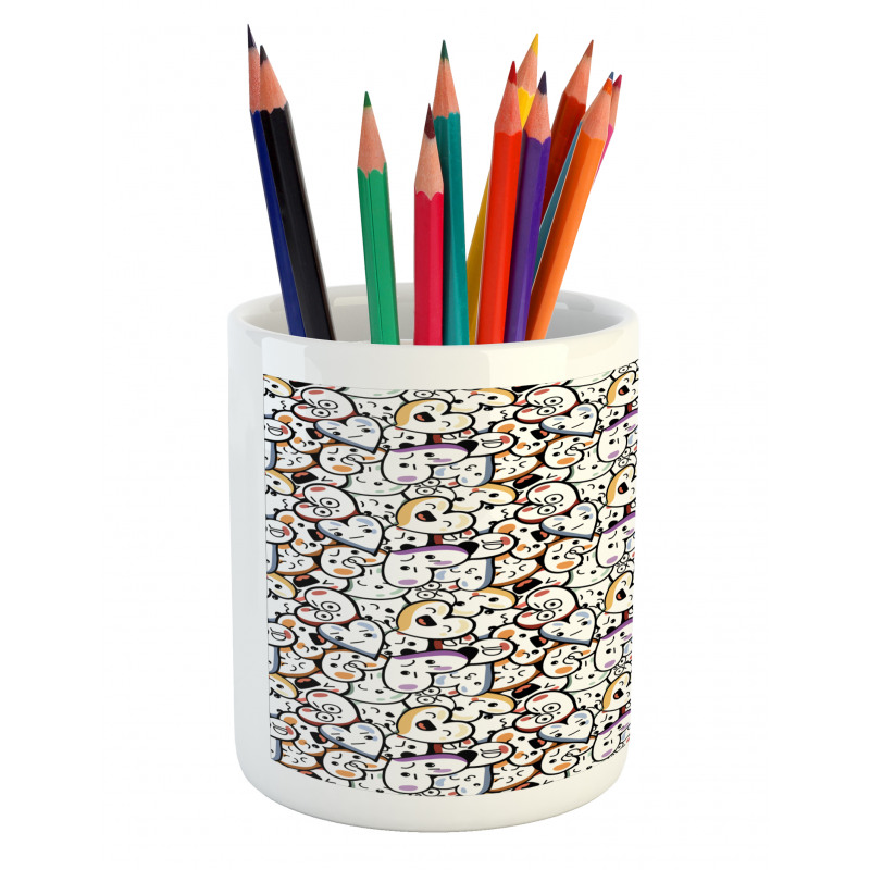 Valentines Day Themed Hearts Pencil Pen Holder