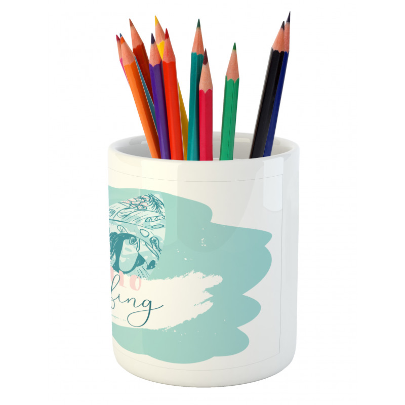 Surfboard with Flowers Pencil Pen Holder