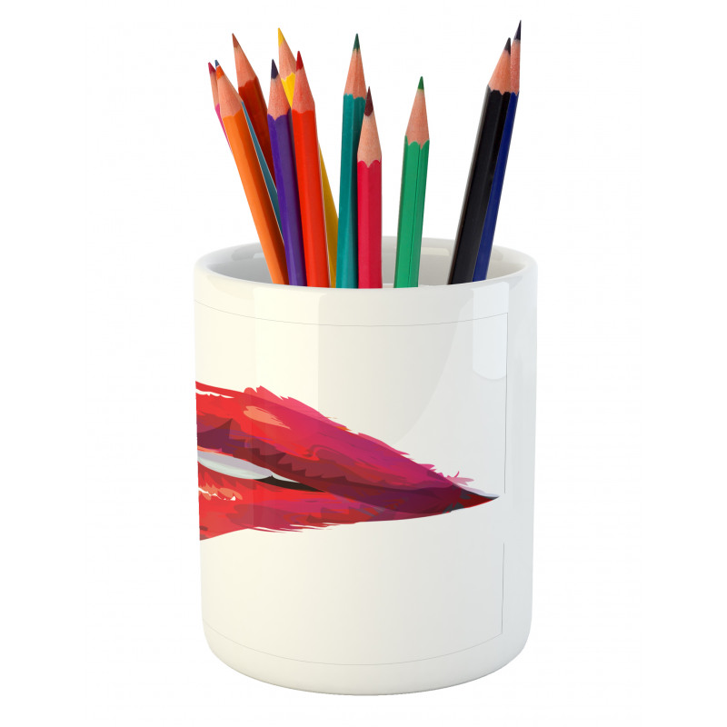 Woman Biting Lips Pencil Pen Holder