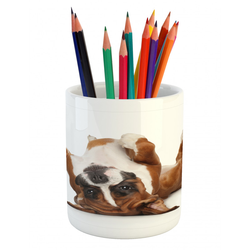 Funny Playful Puppy Image Pencil Pen Holder