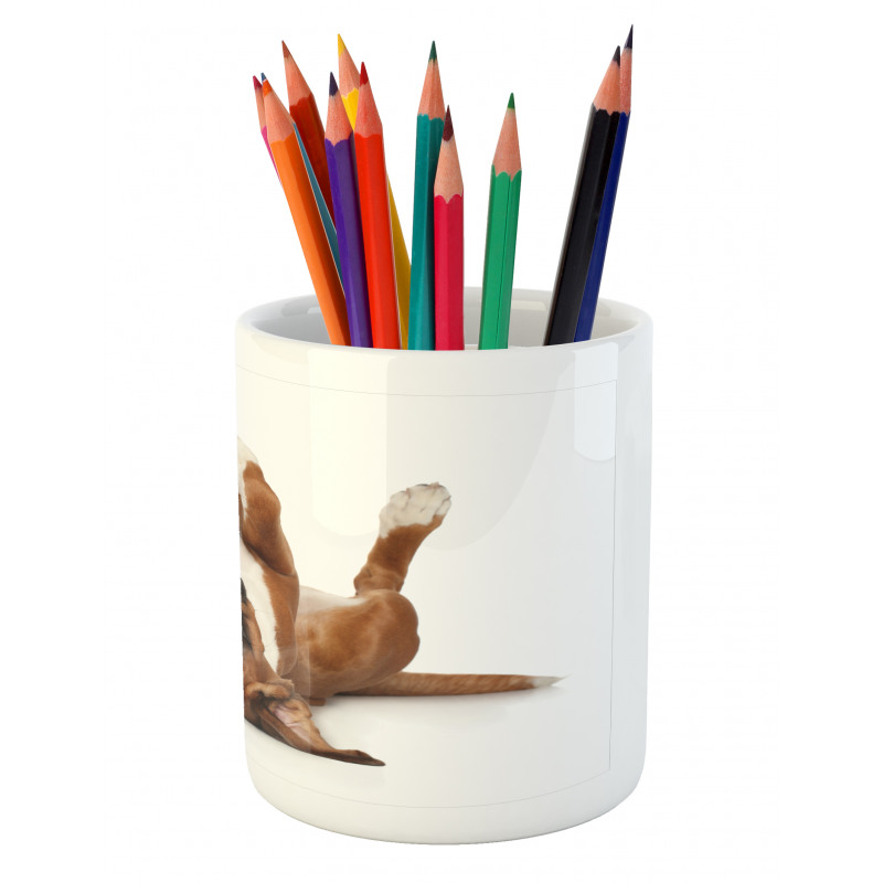 Funny Playful Puppy Image Pencil Pen Holder