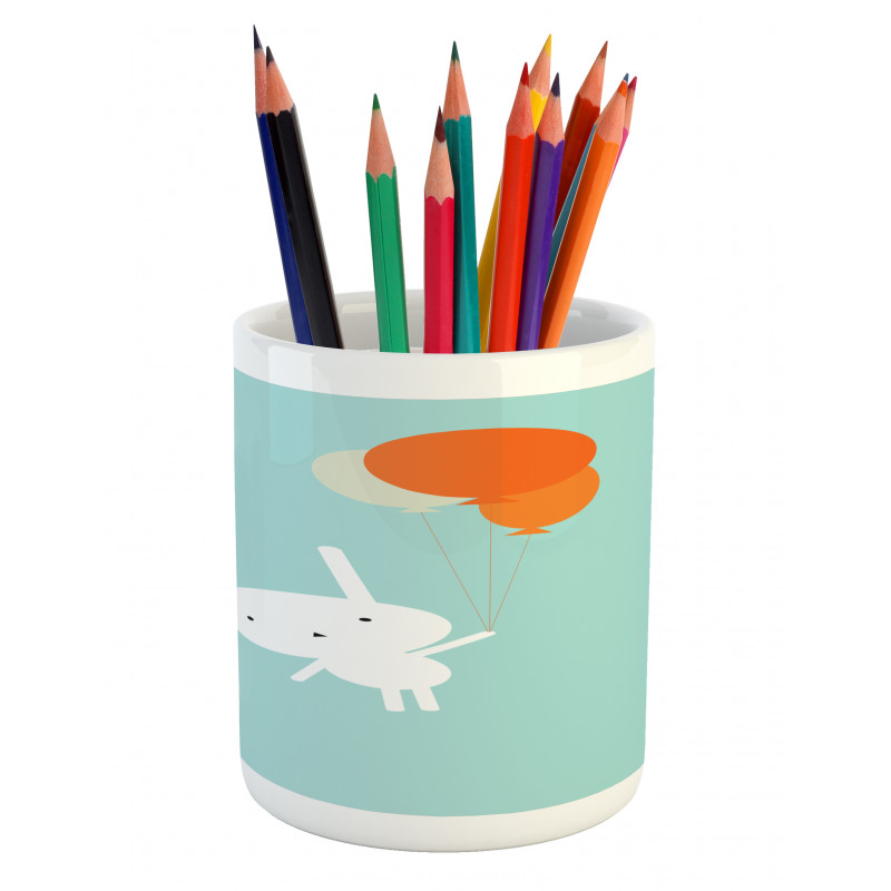 Flying Rabbit Balloons Sky Pencil Pen Holder