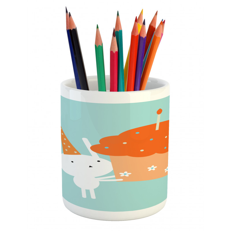 Birthday Bunny Giant Cupcake Pencil Pen Holder