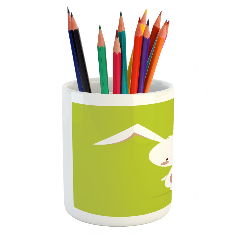 Cartoon Character on Green Pencil Pen Holder