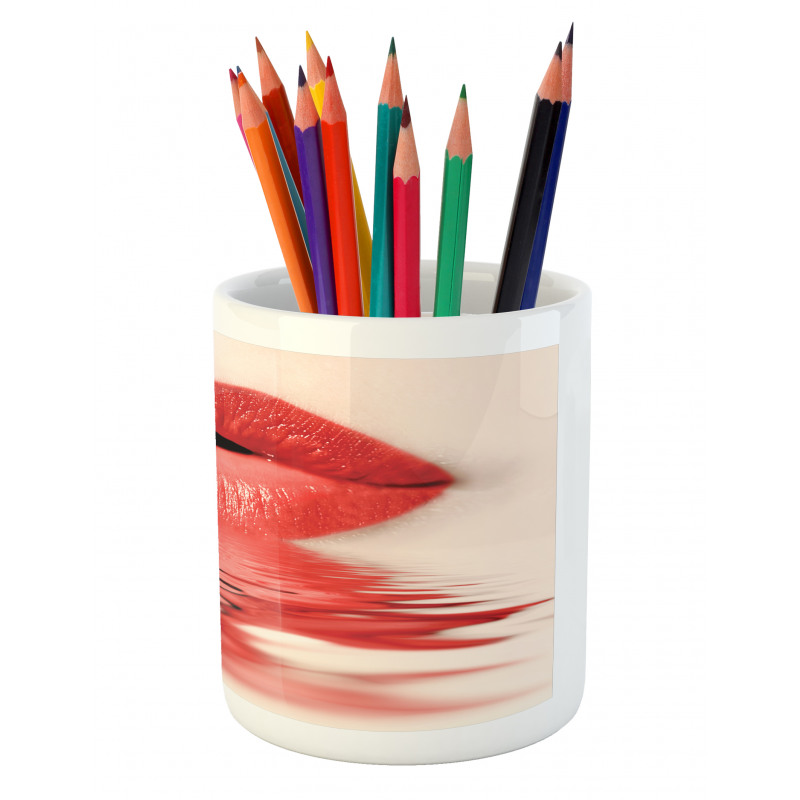 Female Blowing Kisses Pencil Pen Holder