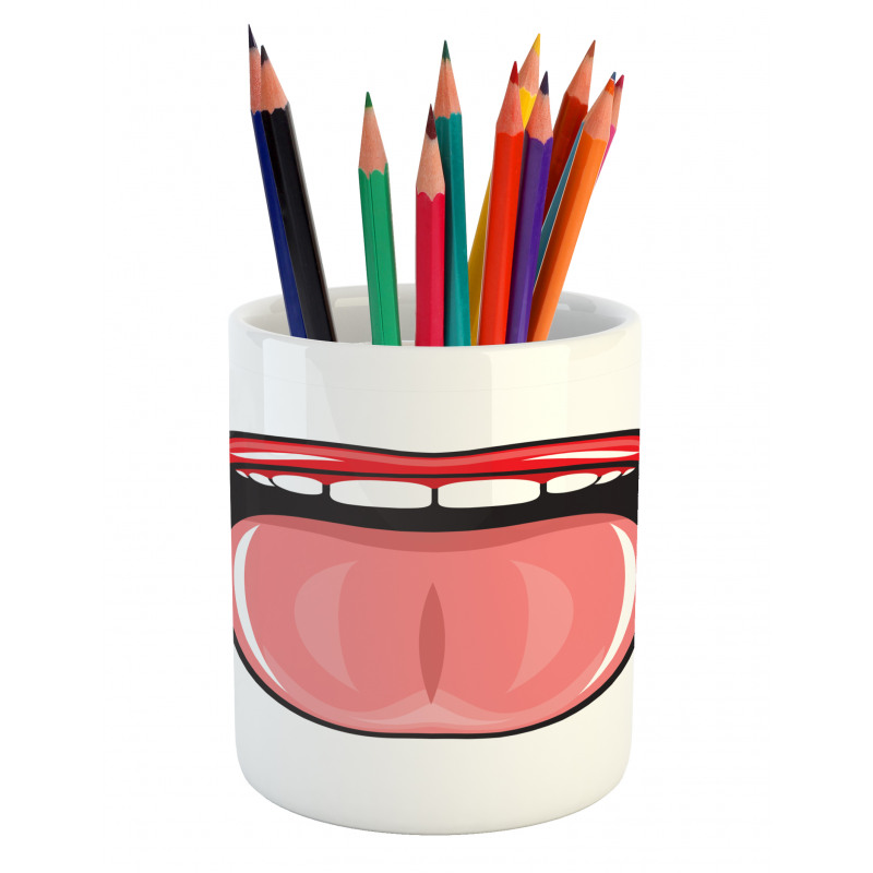 Open Mouth Tongue out Image Pencil Pen Holder