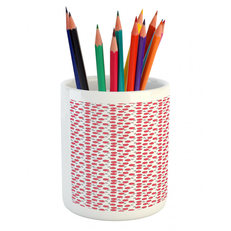 Simplistic Red Berry Pattern Pencil Pen Holder