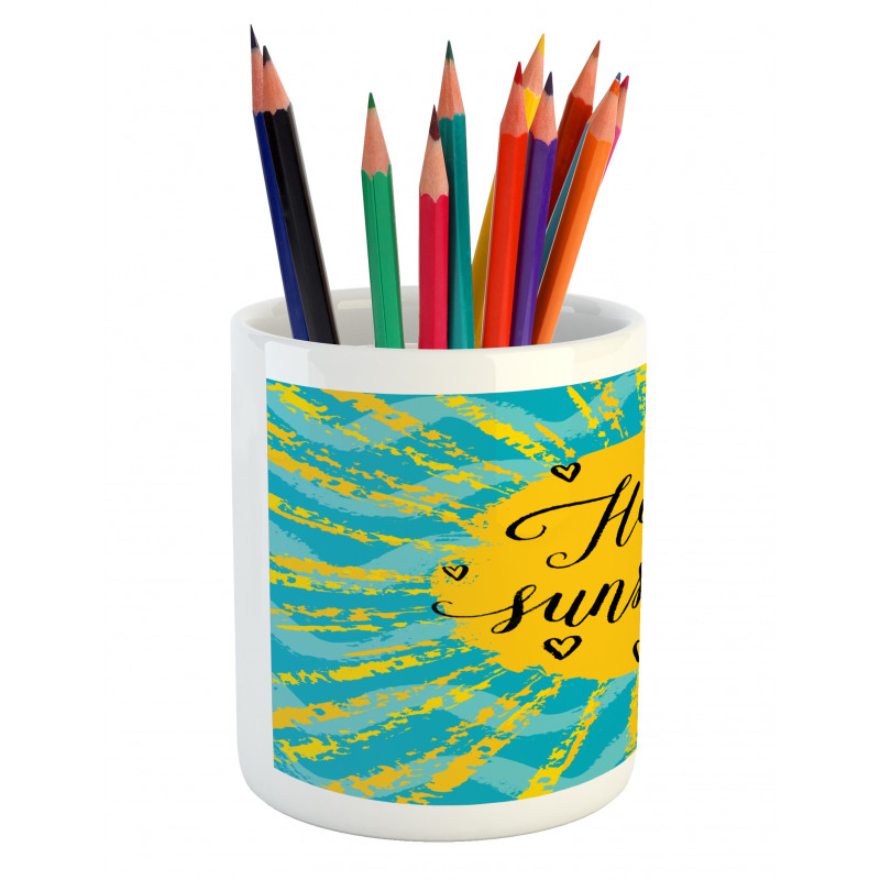 Sun Motif Stripes Pencil Pen Holder