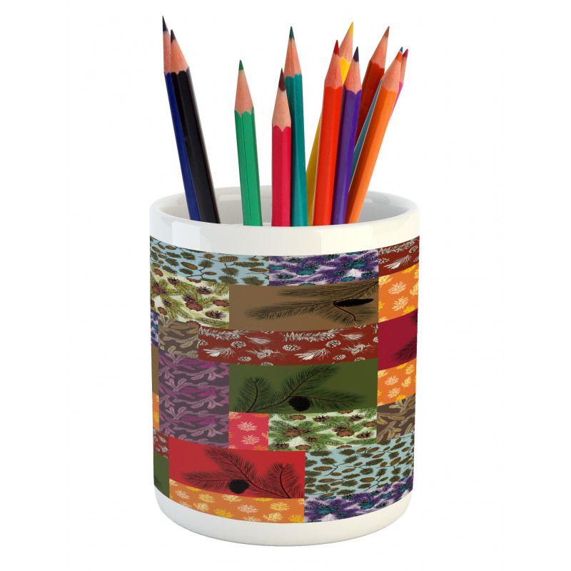 Colorful Pine Squares Art Pencil Pen Holder