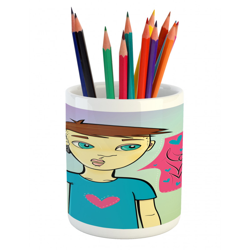 Boy Calling His Mother Pencil Pen Holder