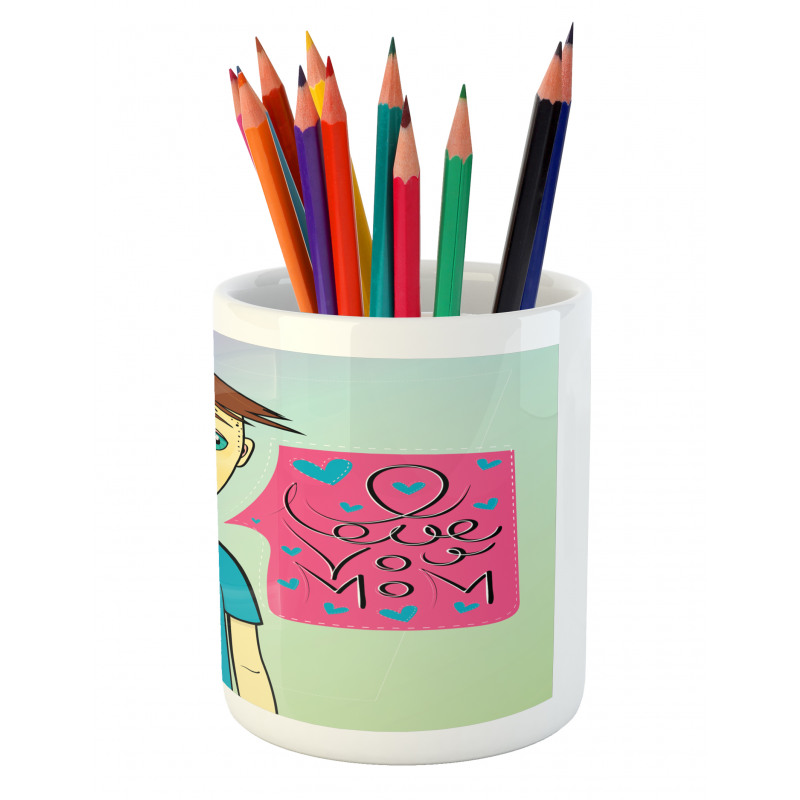 Boy Calling His Mother Pencil Pen Holder