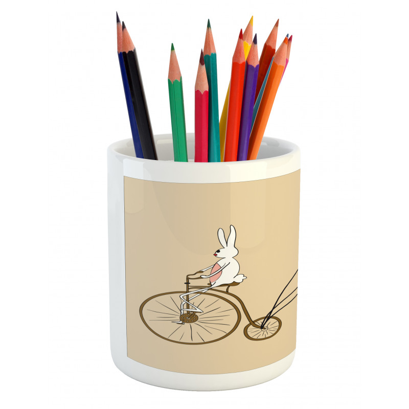 Bunny on Bike Egg Balloons Pencil Pen Holder