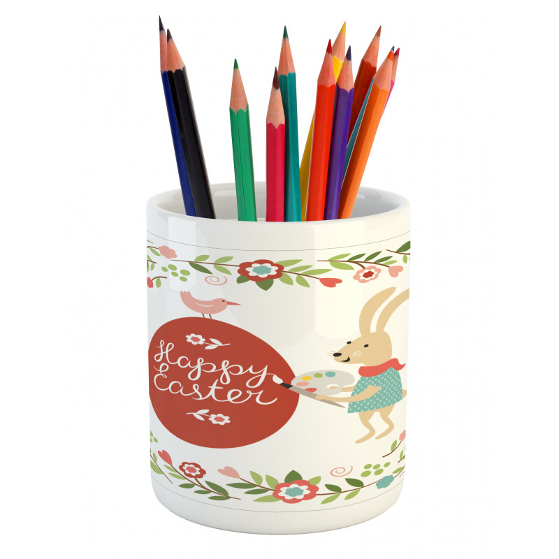 Egg Bunny Bloom Floral Frame Pencil Pen Holder