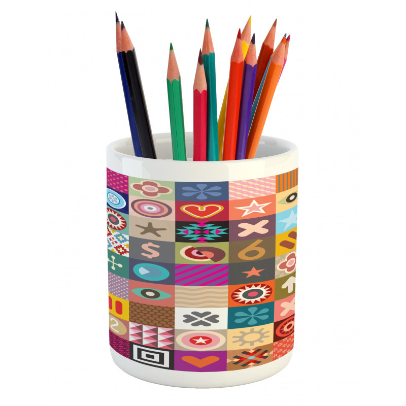 Multi Patterned Squares Pencil Pen Holder