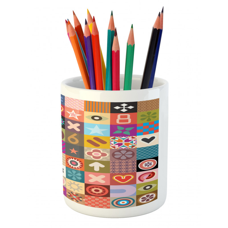 Multi Patterned Squares Pencil Pen Holder