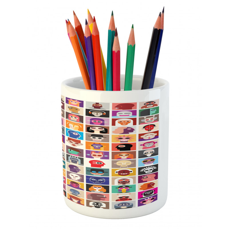 Cheerful Animated Portraits Pencil Pen Holder