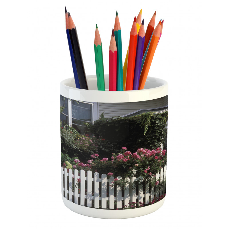 Floral Cozy House Garden Art Pencil Pen Holder