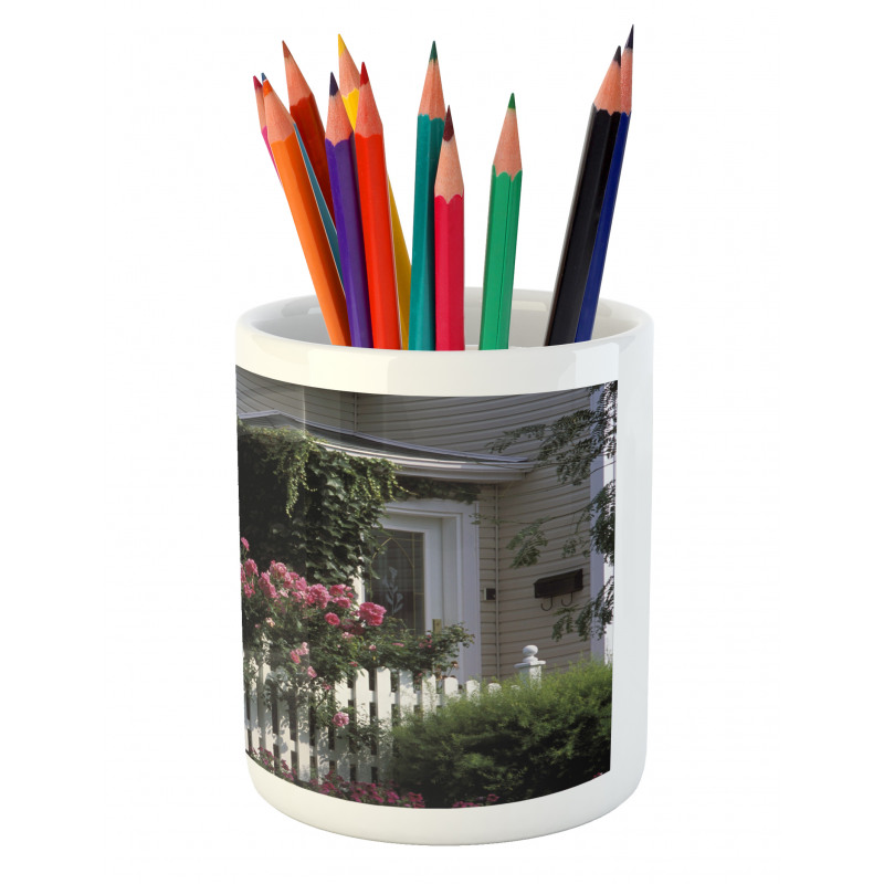 Floral Cozy House Garden Art Pencil Pen Holder