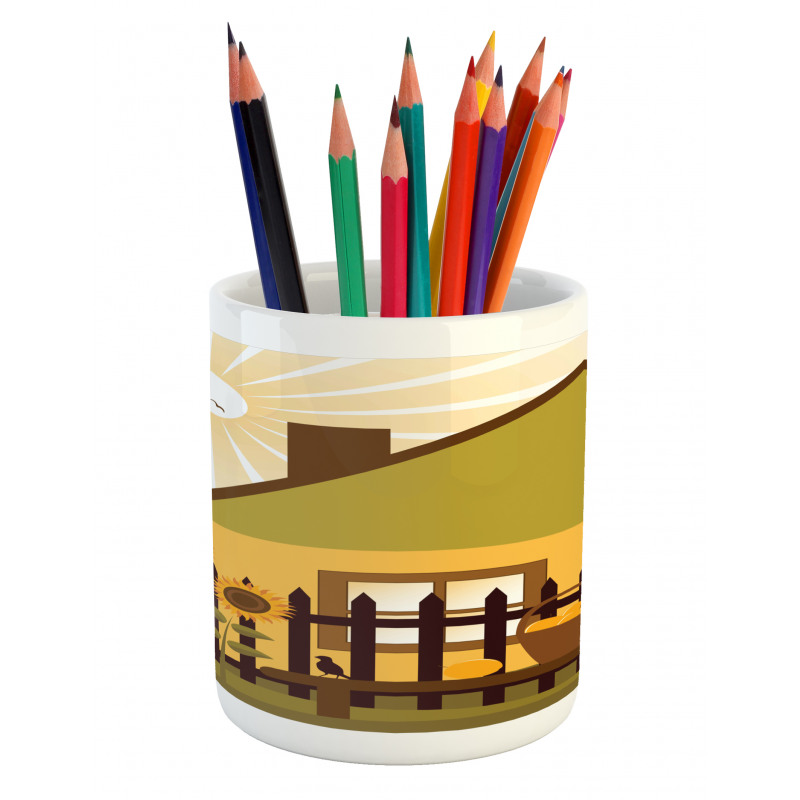 Cartoon House with Garden Pencil Pen Holder