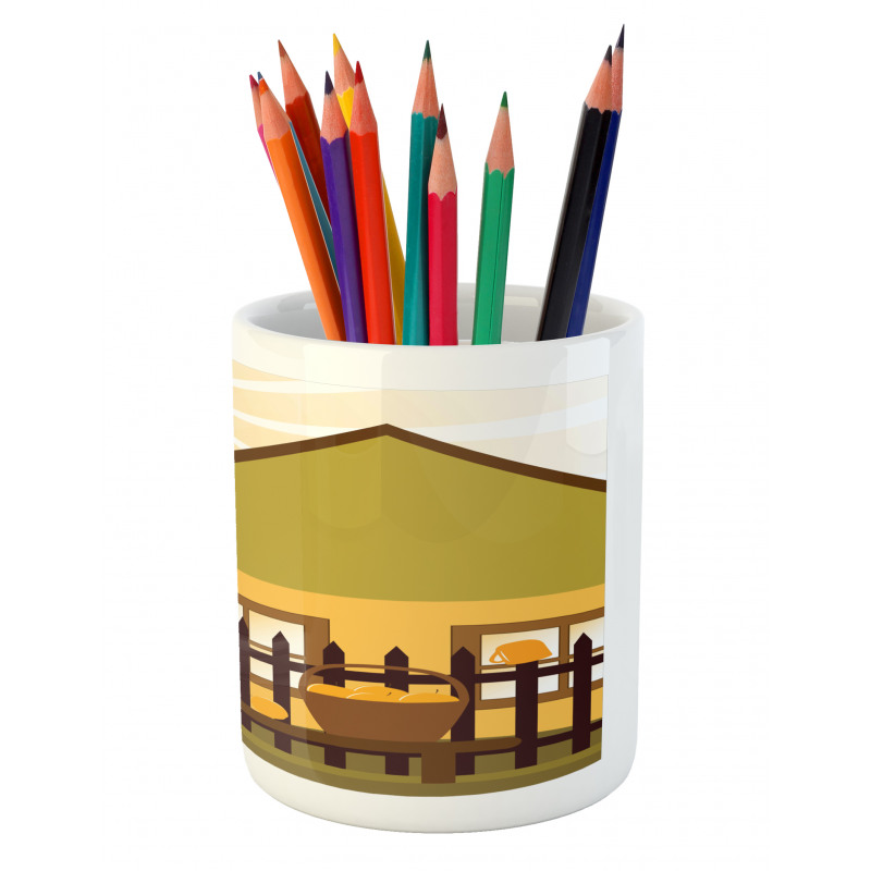 Cartoon House with Garden Pencil Pen Holder