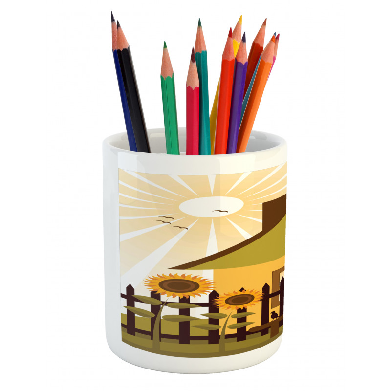 Cartoon House with Garden Pencil Pen Holder